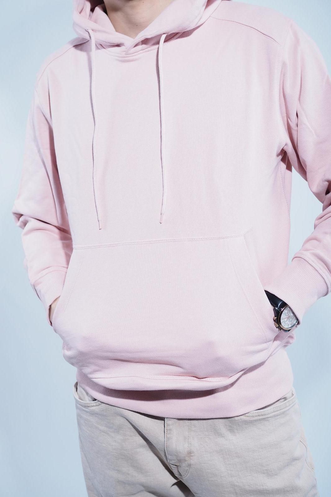 hoodie rose pale homme