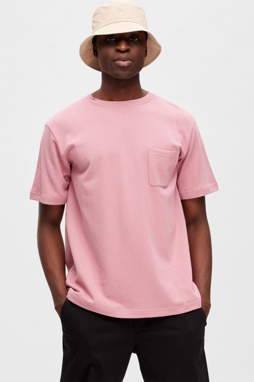 T-shirt rose éponge avec poche SELECTED | Marine