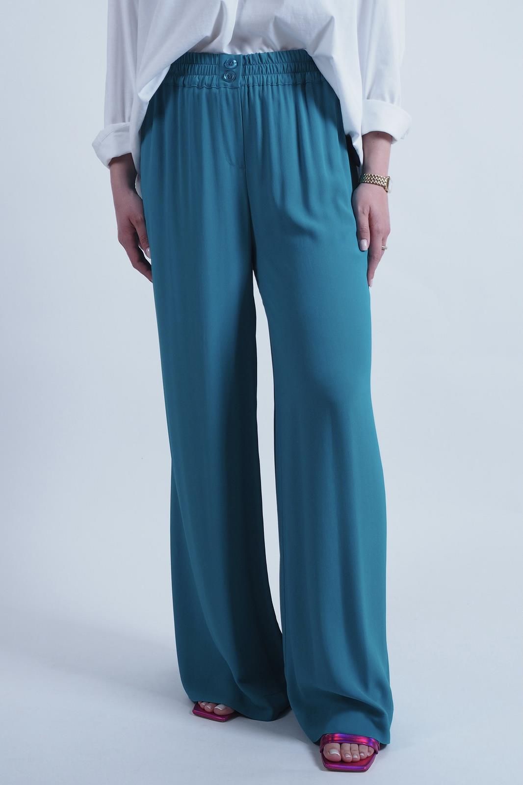 Pantalon bleu turquoise flou SEMICOUTURE | Marine