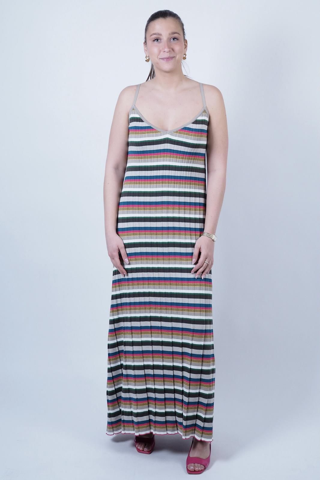 Longue robe lignée multicolore SEMI COUTURE | Marine