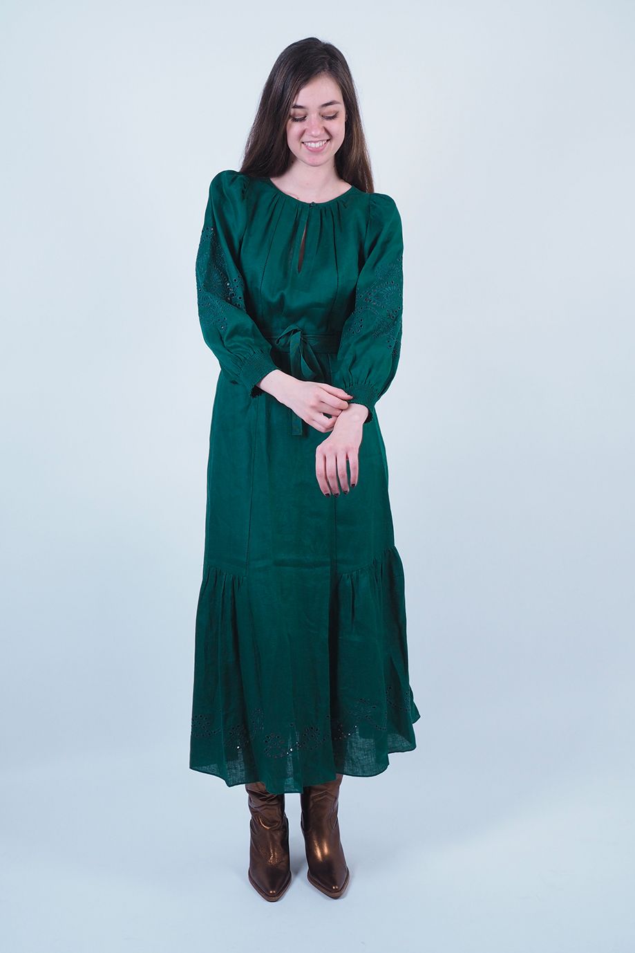 Longue robe en lin vert VANESSA BRUNO | Marine