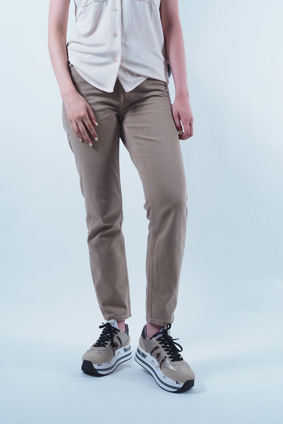 Pantalon chino en jeans beige YAYA | Marine